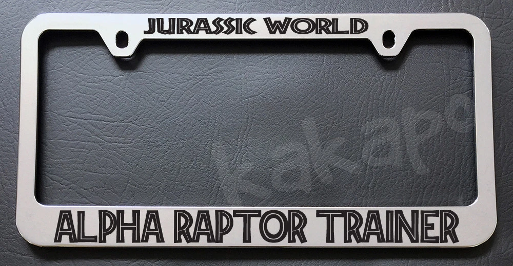 Jurassic World Alpha Raptor Trainer Jurassic Park Chrome License Plate Frame