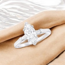 Anello di Fidanzamento IGI Lab Grown Oro Bianco 18k Diamante Taglio Marquise ...