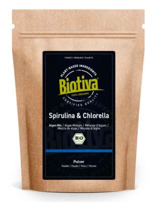 Chlorella & Spirulina Pulver Mischung Bio 500g Biotiva (41,98 EUR/kg)