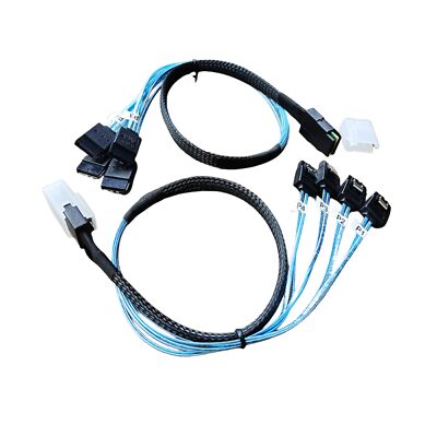2-Pack 1M SFF-8087 to 4x SATA Cable 24Gbps Internal Mini SAS to SATA Data Tra...