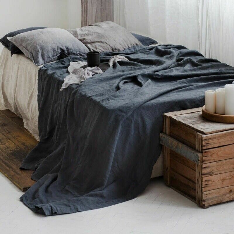 Pure Linen Flax Bed Sheet Bedsheet French Organic Natural Bedding SHP