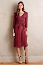 Anthropologie 'Galena' Wine Midi Dress by Maeve Sz M Beautiful Classic EUC
