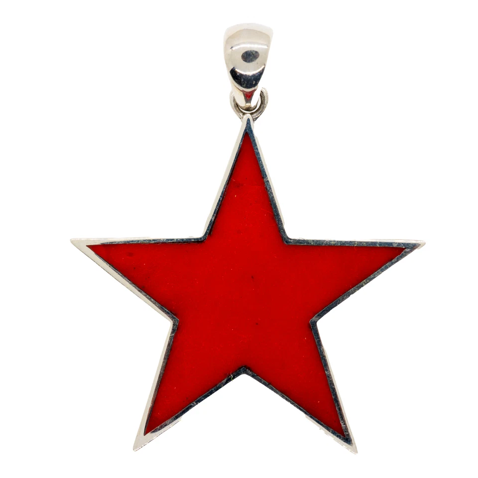 Grand Pendentif Étoile 925 Argent Et Émail Motard Communiste Che Guevara - Photo 2/4