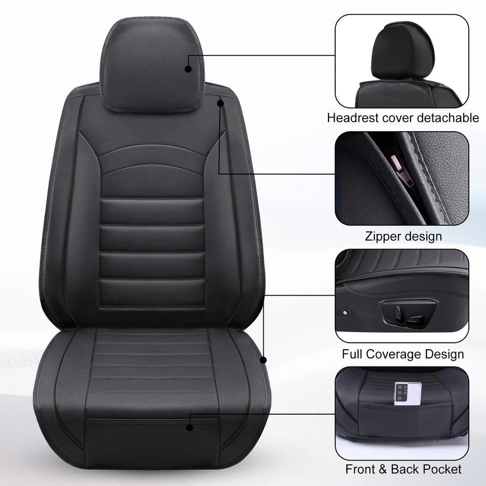 2pcs Front Row Automotive Seat Covers Cushion PU Leather Car Protectors For FORD - image 3 of 4