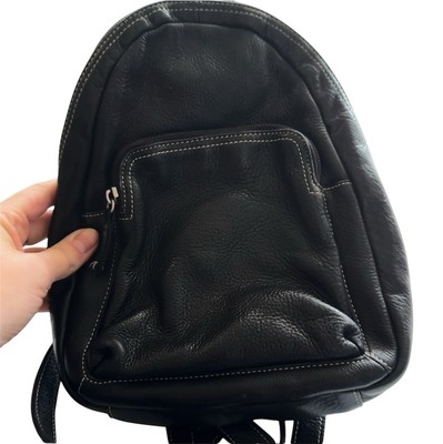 Tignanello Black Leather Stitched Backpack Purse 10 x 8.5  display picture 3