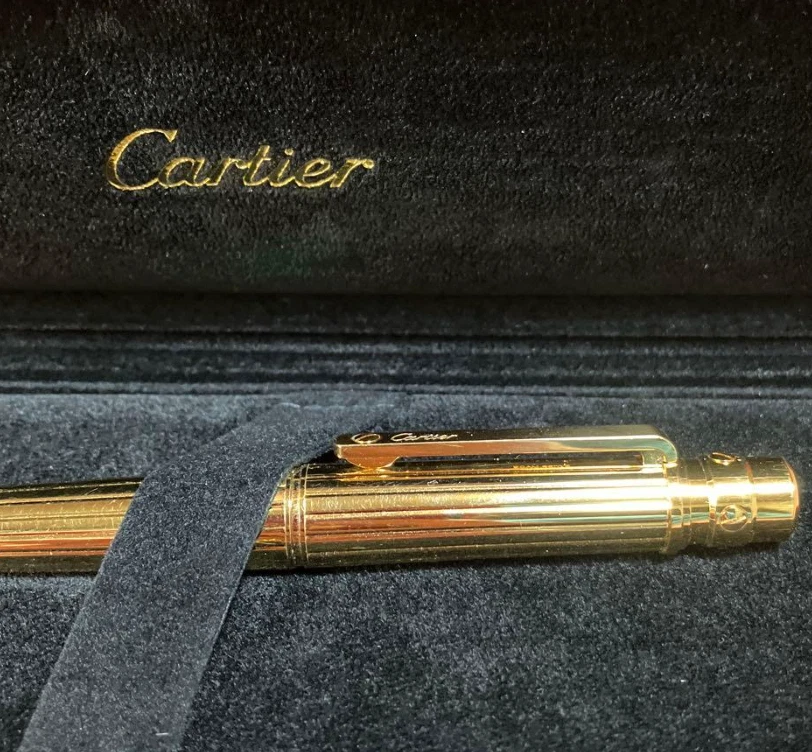 卡地亚 Santos de Cartier 滚珠笔全金豪华笔带原装盒 — 第 2/4 张图片