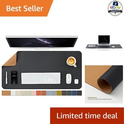 Cork Desk Mat 90cmx43cm Dual-Sided PU Leather Office Home Desk Pad