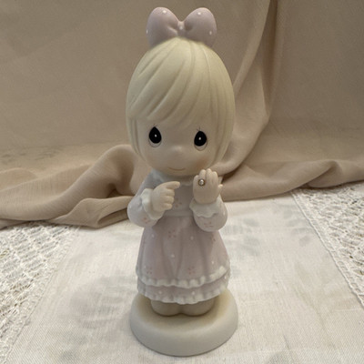 Precious Moments ''I Still Do'' Porcelain Girl Figurine White Pink 1991