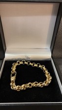 ✨  9ct Yellow Gold Half Patterned Belcher Bracelet – 14.23g – 8” ✨