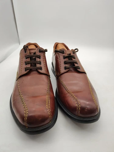Clarks Scarpe Uomo Taglia 10 5 W Oxford Pelle Marrone 26068037 LARGHE MOLTO BELLE