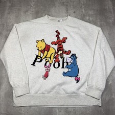 Vintage Disney Winnie The Pooh Pullover Crewneck Tigger Piglet Gray Women s M