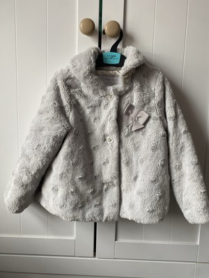 Baby Girls TU Sainsburys Lined Fluffy Warm Soft Coat Jacket 4-5
