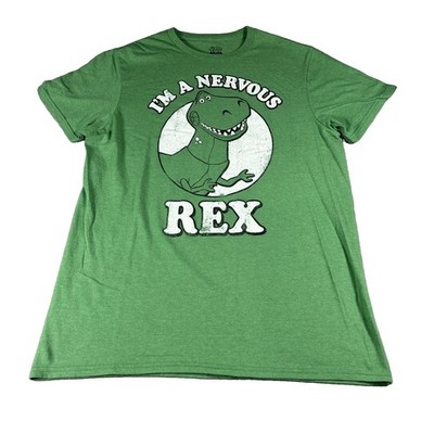 Disney Pixar Toy Story Rex T-Shirt Mens Medium I'm A Nervous Rex Green Heather