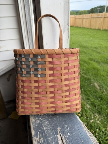 Patriotic Americana Woven Basket USA Flag Inspired Rustic Country Home Decor