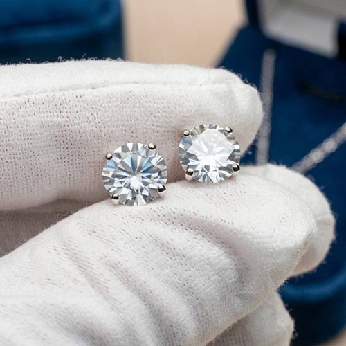 Titanium Flat Back Stud Earrings Moissanite D VVS1 Screw Back Hypoallergenic