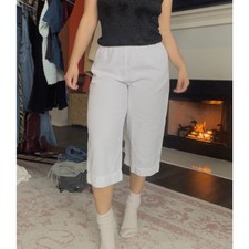 European Summer Cotton Linen Blend Flowy Vintage Capris