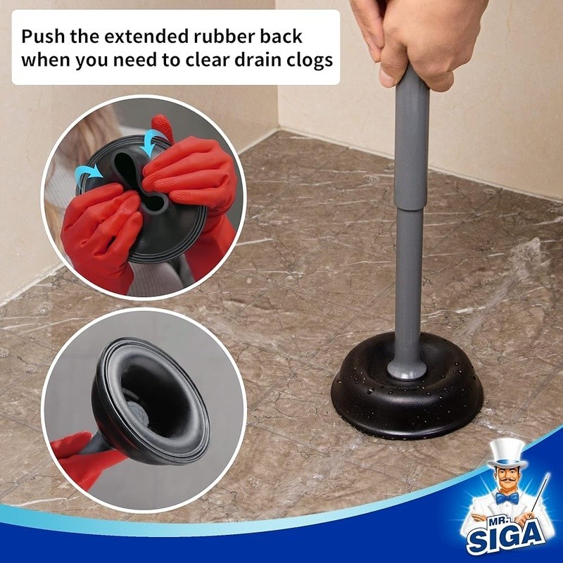 Heavy Duty Toilet Plunger Set Ergonomic Handle Ventilated Holder Bathroom Tool