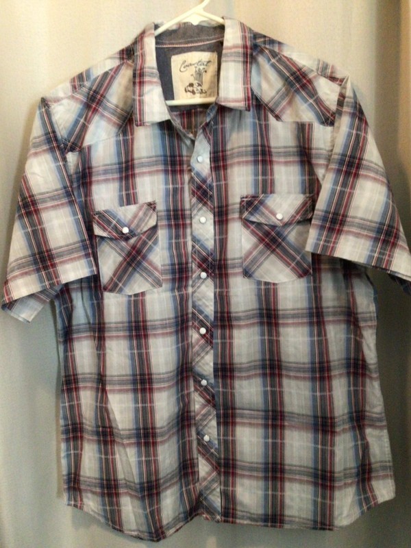 COASTAL White Snap Short Sleeve Plaid Men’s Shirt XXL