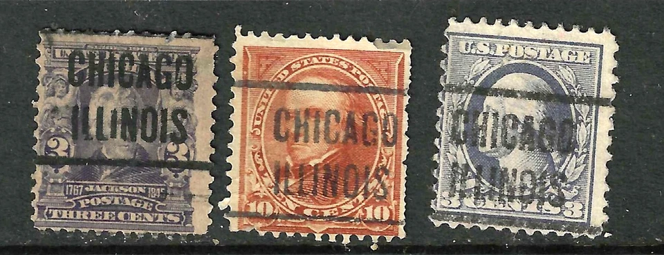 Sc #279 283 306 309 Chicago Illinois Precancels 1-15 Cent Bureaus 1895 US 45B62 - Image 3 of 4
