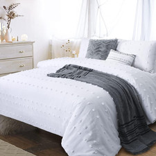 Boho Tufted Duvet Cover Queen 100 Cotton Textured Minimalist Bedding Set