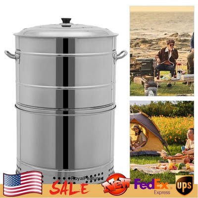 Large Portable Charcoal Grills, Stainless Steel BBQ Grill Barrel, Barbecue Grill