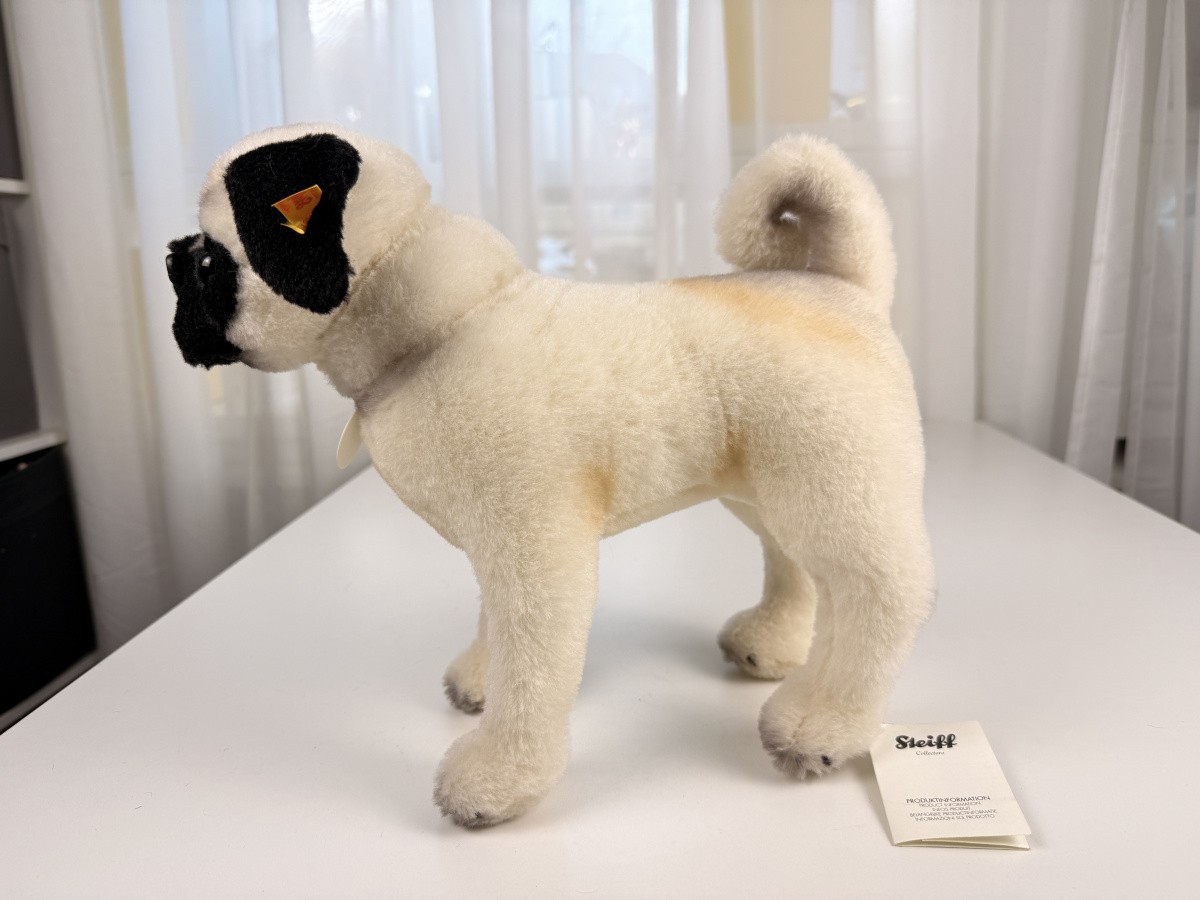 Steiff Animal 045042 Lielou Pug 30cm Alpaca White Excellent
