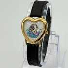 Vintage 1980s TIMEX Disney's Snow White Gold Tone Heart Watch, 21mm, MOP Dial