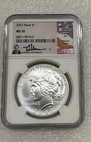 2023 PEACE SILVER DOLLAR NGC MS 70 ~~ PRISTINE SPECIMEN ~~ THOMAS URAM SIG