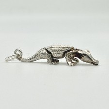 Vintage 925 Sterling Silver Owl Crocodile Pendant