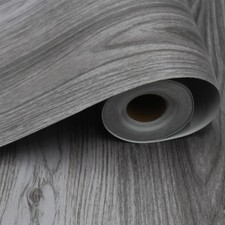 Peel and Stick Floor Tile - 11.8" X 118" Grey Vinyl Flooring Roll, Wood Grain Te