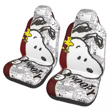 Snoopys Peanut Cartoon Dog Car Seat Cover Breathable Seat Covers Set Of 2 Unive Snoopys Peanut Cartoon Dog Car Seat Cover Breathable Seat Covers Set Of 2 Unive
