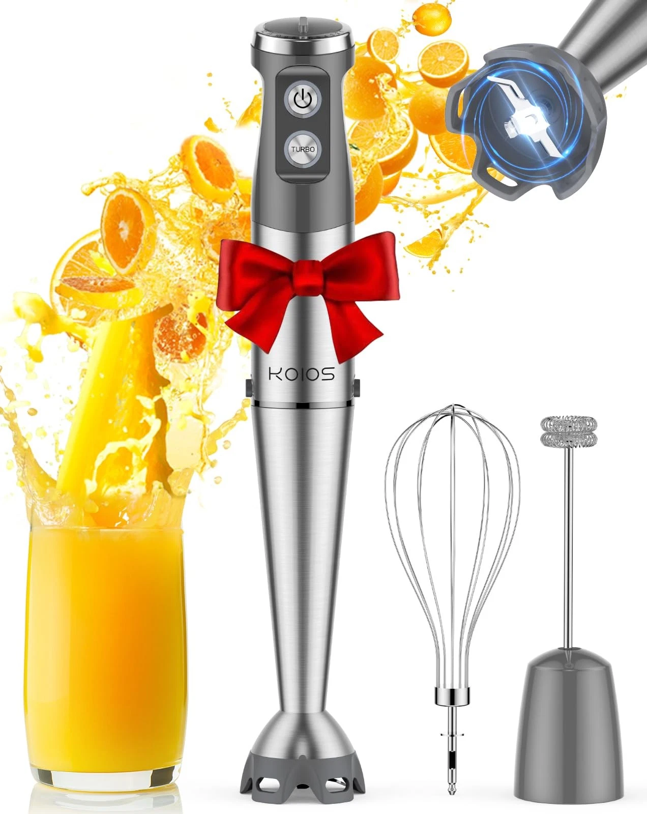 Immersion Blender, 1000W Anti-scratch 3-in-1 Hand Blender, Upgraded 12 Speed ...