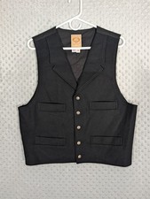 Vintage Wah Maker Vest Men's Medium Black Wool Western Cowboy USA Made
