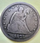 1875 S. US Seated Liberty Twenty Cent Silver Coin Reeded Edge Circulated