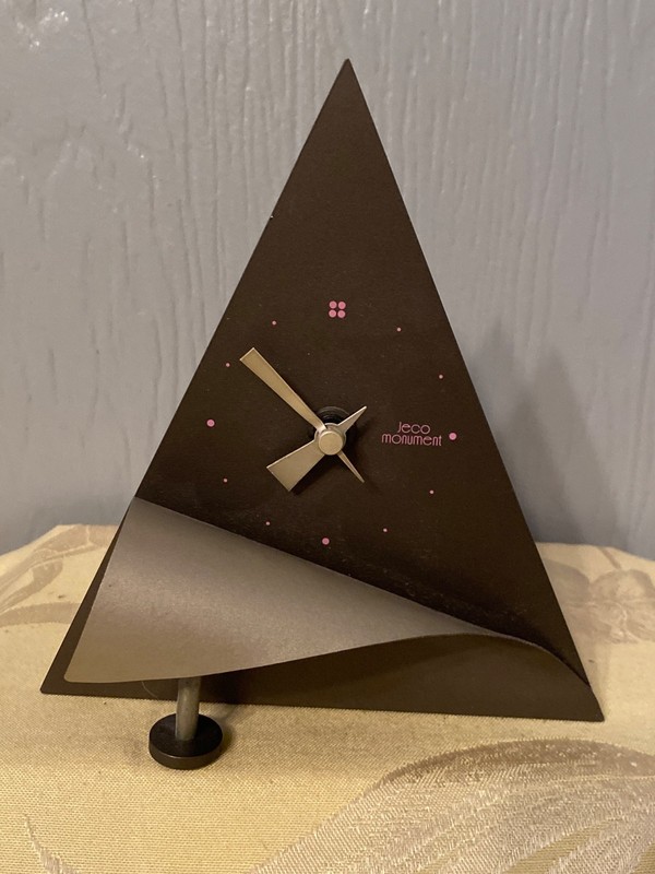 1980s Postmodern Triangular Desk Clock by Jeco