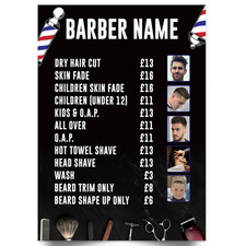 Barber Shop Personalised Price List Sign Window Wall Decal Poster Advertising