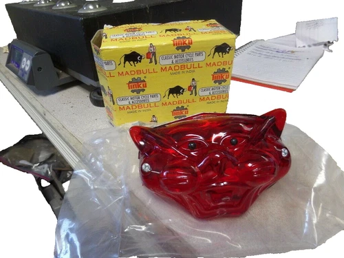 Vintage Tinku Madbull Cat Face Taillight Tail Brake Lamp Light Chopper Bobber