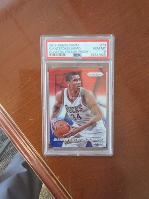 2014 Panini Prizm Red White & Blue Pulsar Giannis Antetokounmpo PSA 10 GEM MT
