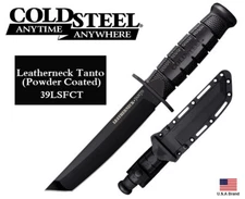 Cold Steel 7" Fixed Blade Knife Leatherneck Tanto D2 Steel With Sheath 39LSFCT