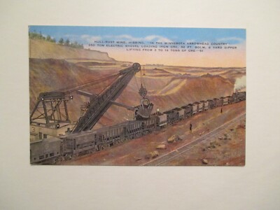 Hibbing Minnesota Postcard Hull Rust Mine Shovel loading ore Mining MN