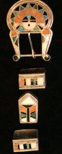 Exceptional Zuni Myra Tucson Channel Inlay Ranger Belt 4 Pce midCent Masterpiece