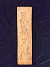 Carved Wood Cookie Press - Holland Dutch Man/Woman - Biscuit Form Mold, Vintage