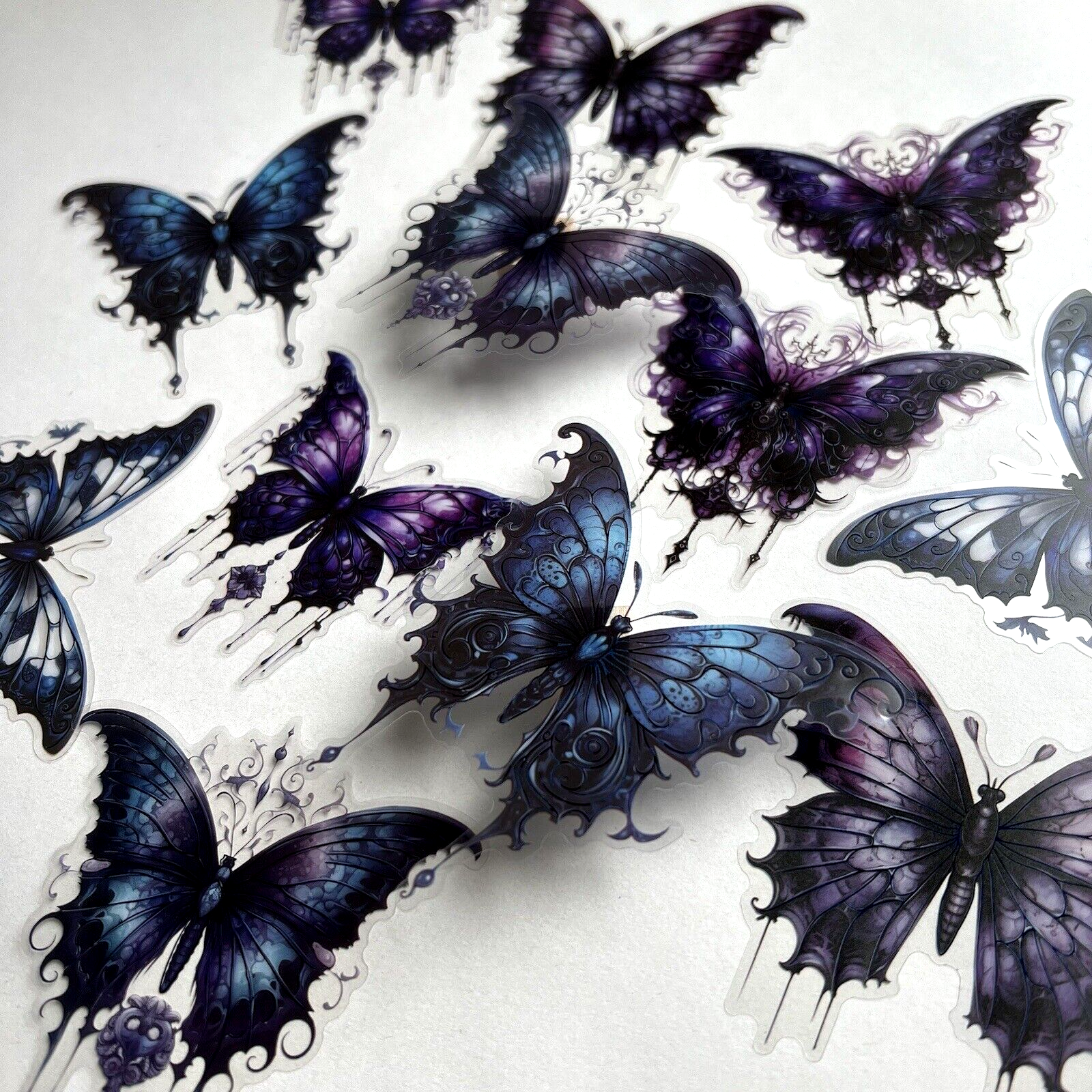 Gothic Purple Butterfly Stickers Junk Journal Collage Scrapbooking Cards