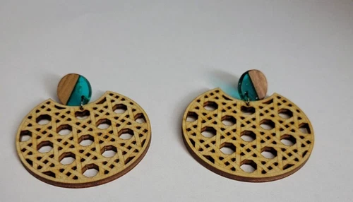 Handcrafted Wooden Resin Artisan Earrings Carved Design-Lightweight  Earrings