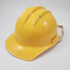 Vintage Bullard Co Hard Boiled Hard Hat Yellow w/ Chin Strap Missing Suspension