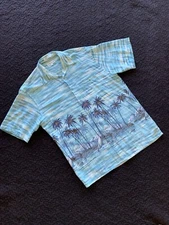 VTG Men’s M Blue Aloha Hawaiian Camp Shirt, Short Sleeve, Pocket, Button Front
