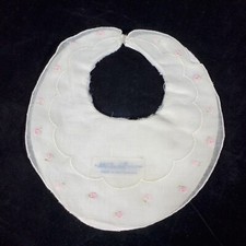 Vintage Nathan Krauskopf Embroidery Rose Delicate Baby Bib  Collar Switzerland