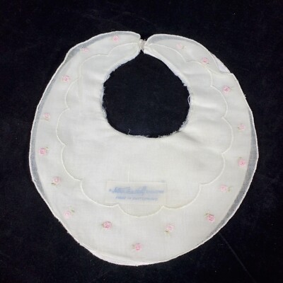 Vintage Nathan Krauskopf Embroidery Rose Delicate Baby Bib & Collar Switzerland 