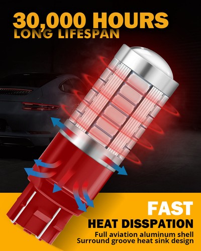 AUXBEAM 7443 RED LED Rear Turn Signal Lights Bulbs for Honda Ridgeline 2017-2025 - Picture 7 of 12