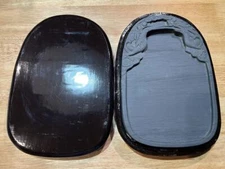 Antique Inkstone with Wooden Box - 4.3" x 11.8" - Used, Collectible Art Supplies